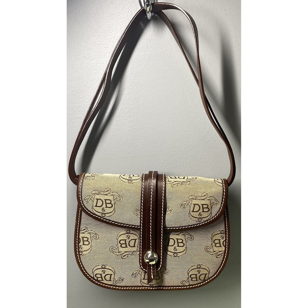 Dooney And Bourke Brown Women's Canvas/Leather Signature Print Purse NWOT 6x8x1"